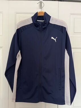 Puma Navy and White Performance Track Jacket